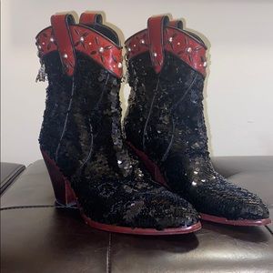 Coach Sequin Embellished Western Boots